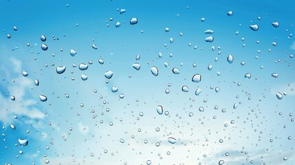 water or rain drops on blue background