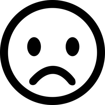 recommend clip art: Depressed emoticon. Black Sad emoji face flat style icon. Pensive facial expression vector design