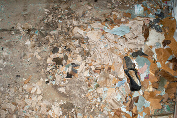 Lone shoe in pile of debris