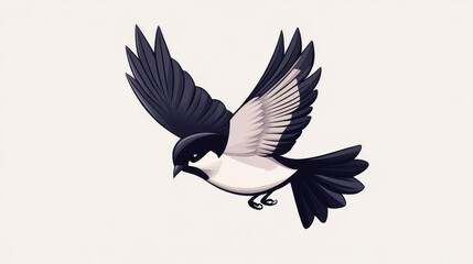 Obraz premium Elegant Minimalist Illustration of a Bird in Flight Created with Bold Lines and Soft Shading Perfect for Modern Design and NatureThemed Projects