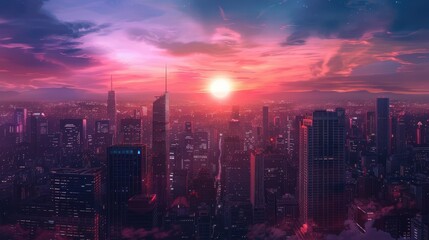 Fototapeta premium Urban sunsets have their own unique charm.