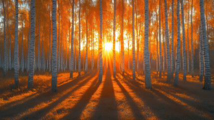 Fototapeta premium Autumn outdoor nature scenery in illustration style