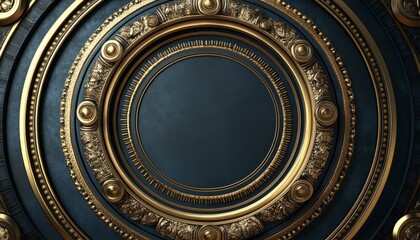 Obraz premium Ornate Circular Frame with Gold and Blue Accents