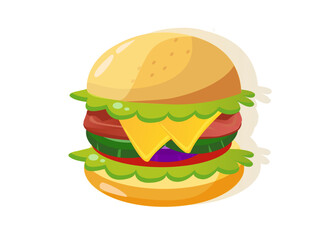  burger with tender meat and fresh veggies