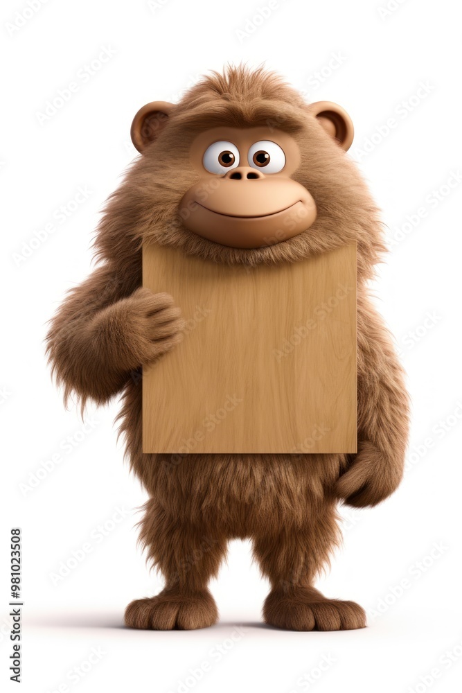 Canvas Prints Sad Baboon holding board standing mammal monkey.