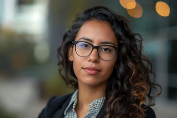 Obraz premium Portrait of a young Hispanic female accountant in office