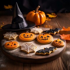 Galletas horneadas con formas y colores típicos de Halloween