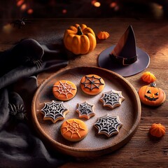 Galletas horneadas con formas y colores típicos de Halloween