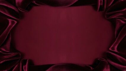 A rich burgundy velvet fabric with soft folds forming a border around the frame, showcasing its luxurious texture.