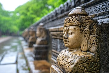 Acid rain contributing to the deterioration of ancient stone sculptures and historical monuments