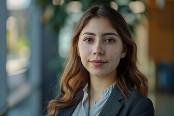 Obraz premium Portrait of a young Hispanic female accountant in office
