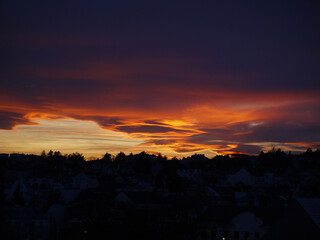Picturesque sunset on the outskirts of Vienna. Wallpaper sky background