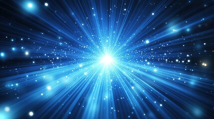 Fototapeta premium A mesmerizing burst of blue light beams radiating outward, creating a dynamic and ethereal visual experience.