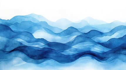 Obraz premium Stunning watercolor abstract of tranquil blue waves, ideal for backgrounds, wall art, or calming designs for various projects.