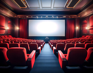  AI-generated empty cinema hall with red seats &ndash; A cinema hall featuring plush red seats and_1(14)