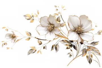 Abstract artistic background. Vintage illustration, flowers, branches, birds, golden brushstrokes. Textured background. Oil on canvas. modern Art. grey, wallpaper, poster, card, mural, print, wall art