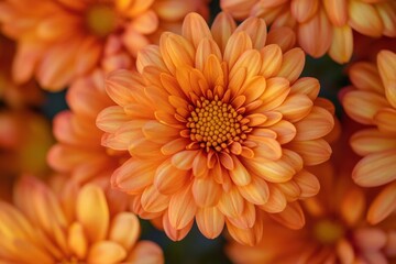 Fototapeta premium Orange Mums. Fall Decorative Chrysanthemum Arrangement for Autumn Decoration