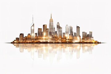 Obraz premium city skyline horizon in splatter painting abstract colourful silhouette isolated in white background