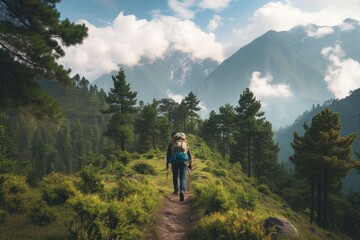 Obraz premium Indian man backpack walking backpacking.
