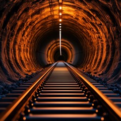Rail Track in a Mysterious Underground Tunnel
