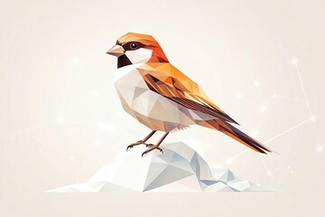 Stunning Geometric Sparrow Design A Minimalist Approach Featuring Soft Tones and Abstract Shapes for Modern Art Enthusiasts