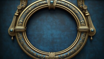 Fototapeta premium Ornate Gold Frame with Blue Background