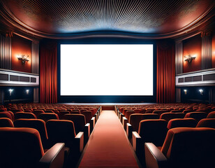  Cinema screen interior – A digitally created cinema interior with a white screen, symbolizi_1(80)