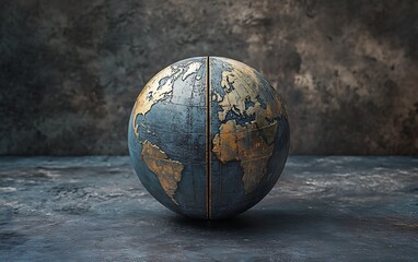 Global Perspective: 3D Globe Split in Half with Wednesday Divider, Midweek Concept