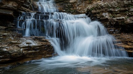 Fototapeta premium Waterfalls offer stunning visual and auditory experiences
