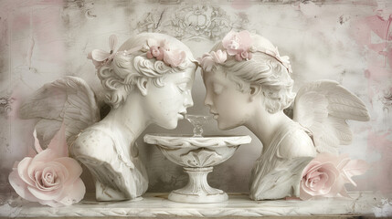 two angel statues in romantic style
