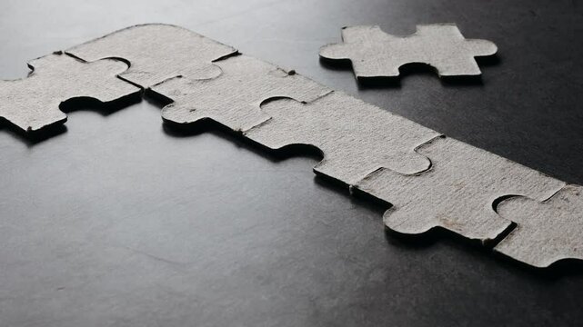 Close up hand holding pieces of jigsaw puzzle, Business solutions, success and strategy concept.