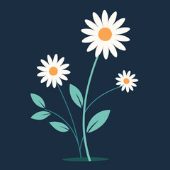 Daisy flower vector illustration set of material illustrations of white flowers and leaves. stock illustration