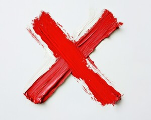 Painted X Mark. Red X Symbol on Isolated White Background