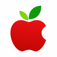 Red apple fruit icon logo isolated on white background.