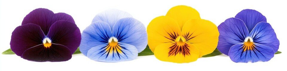 Pansy Banner Collection: Violet, Blue, and Yellow Flowers in Fragrant Floral Composition