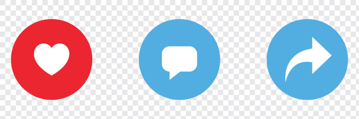 Share, save, like and comment icon set. Vector EPS 10