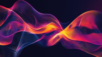 Naklejka premium Vibrant abstract wave of colors on a dark background, showcasing flowing, dynamic energy and modern artistic design.