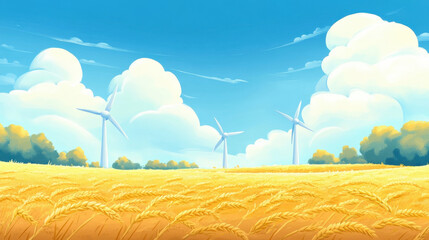 Obraz premium Autumn outdoor nature scenery in illustration style