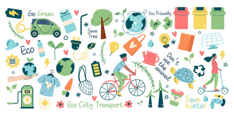 Set ecology, bio elements letterings elements