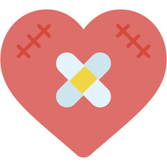 broken heart, bandage, heart , love and romance, miscellaneous, valentines day, valentine Icon