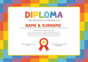 Cover or flyer template with Abstract colorful texture. Art kids. Painting poster design. template for Certificate diploma.