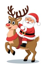 santa claus with reindeer illustration