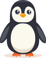 Cute penguin with a scarf and winter scenery, arctic joy, vector illustration for t-shirt, flat style