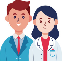 Female and male togather vector art colorful illustration character design and icon on a white background.