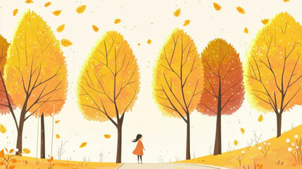 Autumn outdoor nature scenery in illustration style