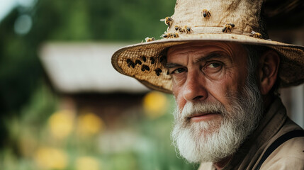 Senior beekeeper in garden