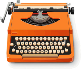 Retro typewriter icon flat on white isolated background, vector design.