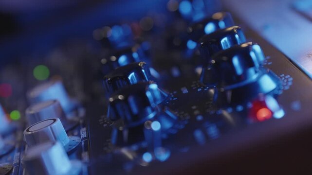 technical equipment of a music studio and music recording equipment for creating songs for hit streaming platform close-up