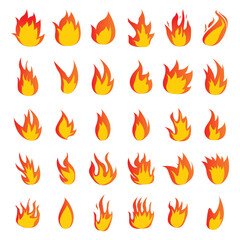 fire vector cartoon set