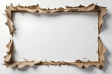 creative paper tear frame with layered texture, irregular edges and minimalist background